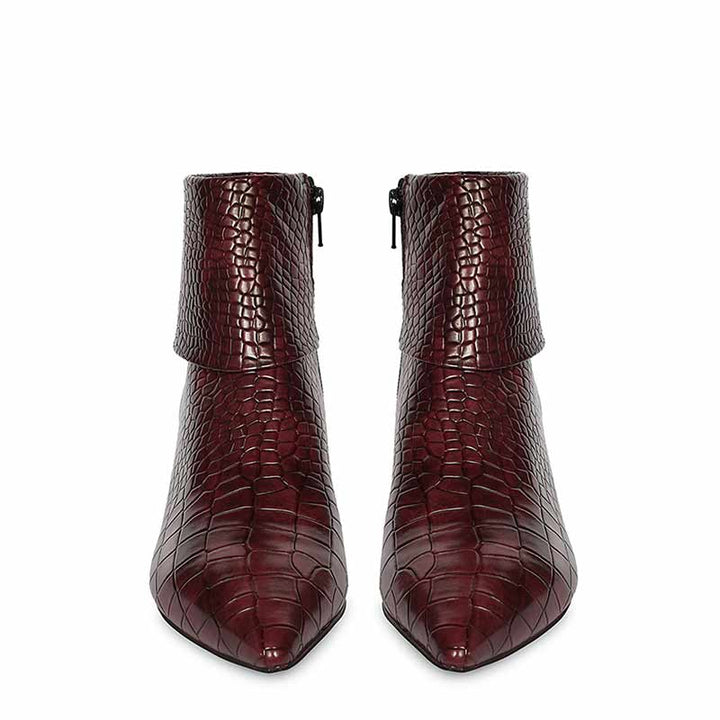Saint Eden Fold-Over Bordo Croco Ankle Boots