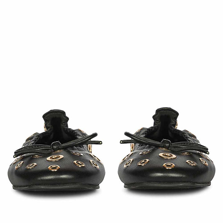 Saint Rovella Black Eyelet Ballet Flats