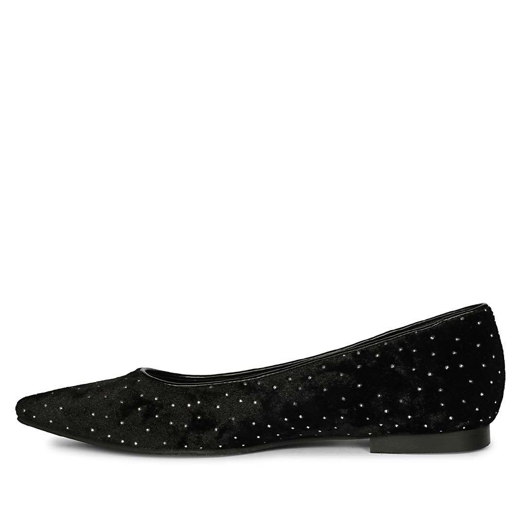 Saint Lilly Strass Black Velvet Ballerinas