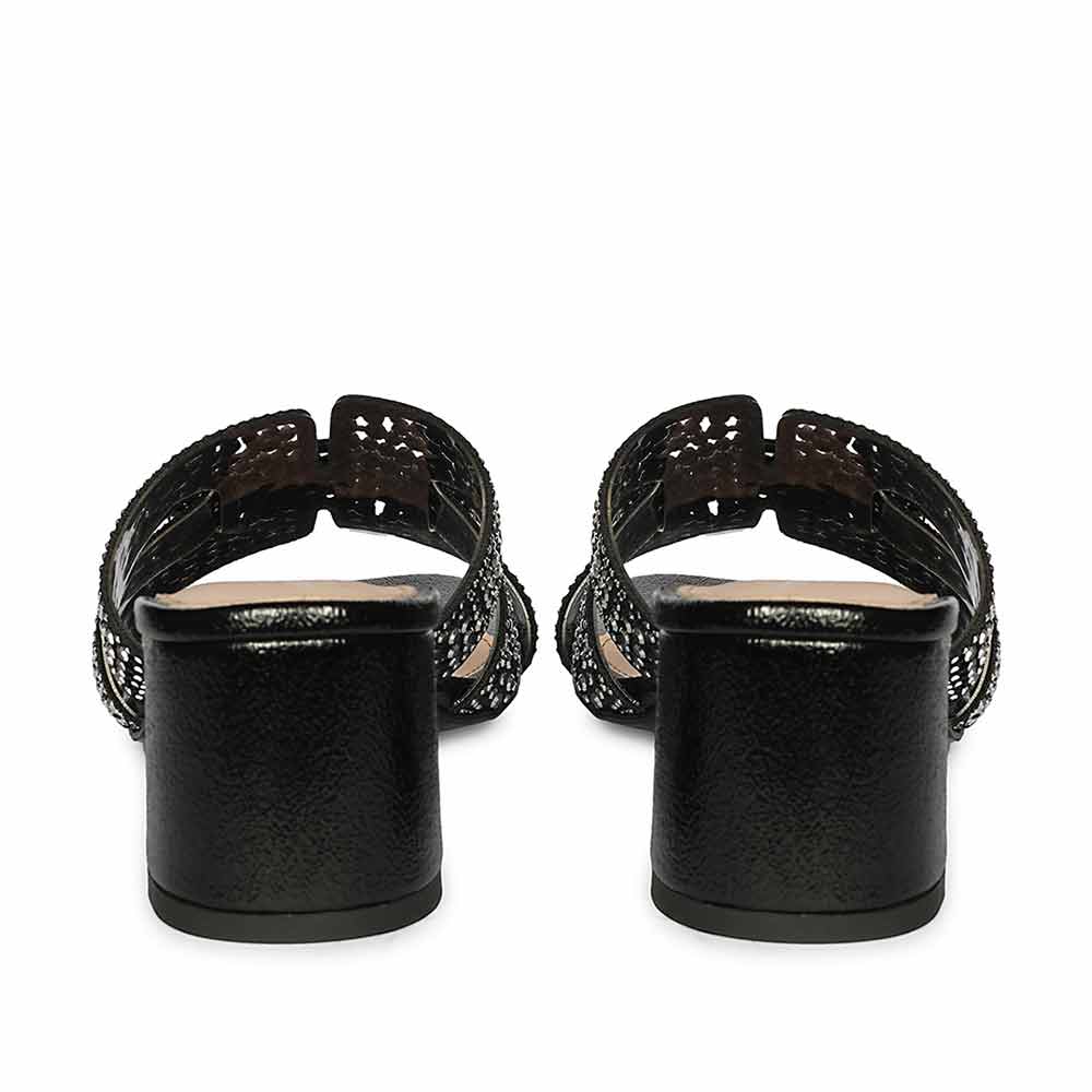 Saint Black Leather Block Heels