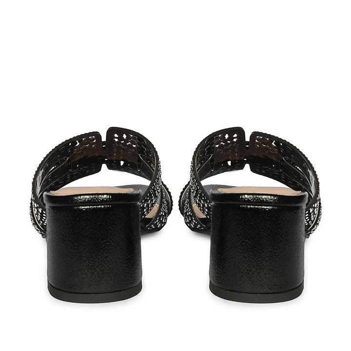 Saint Black Leather Block Heels