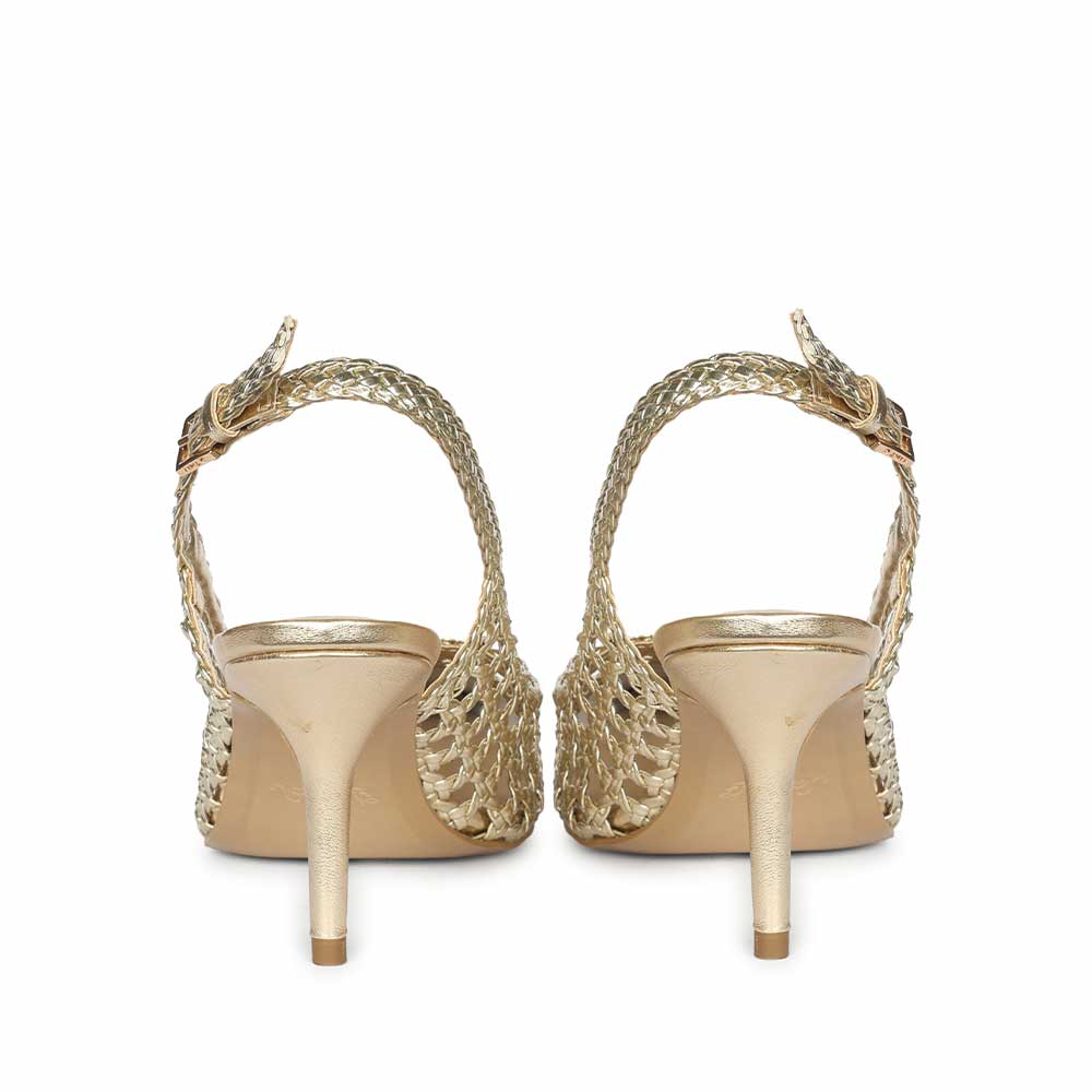 Saint Tamia Platin Hand Woven Leather Pumps