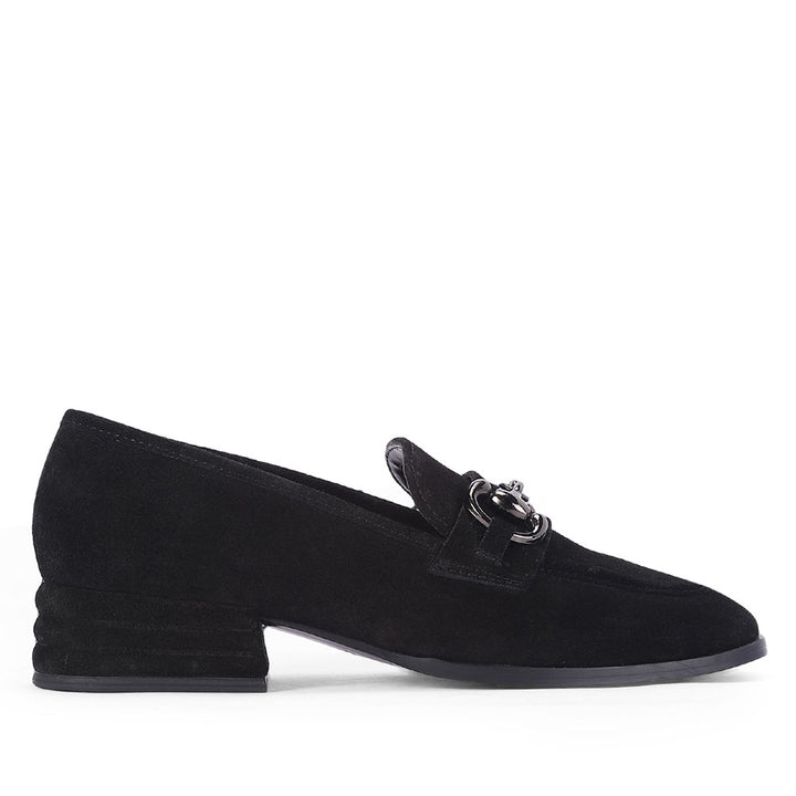 Saint Jenny Black Suede Leather Moccasins