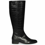 Saint Ada Black Vintage Croco-Embossed Knee-High Boots