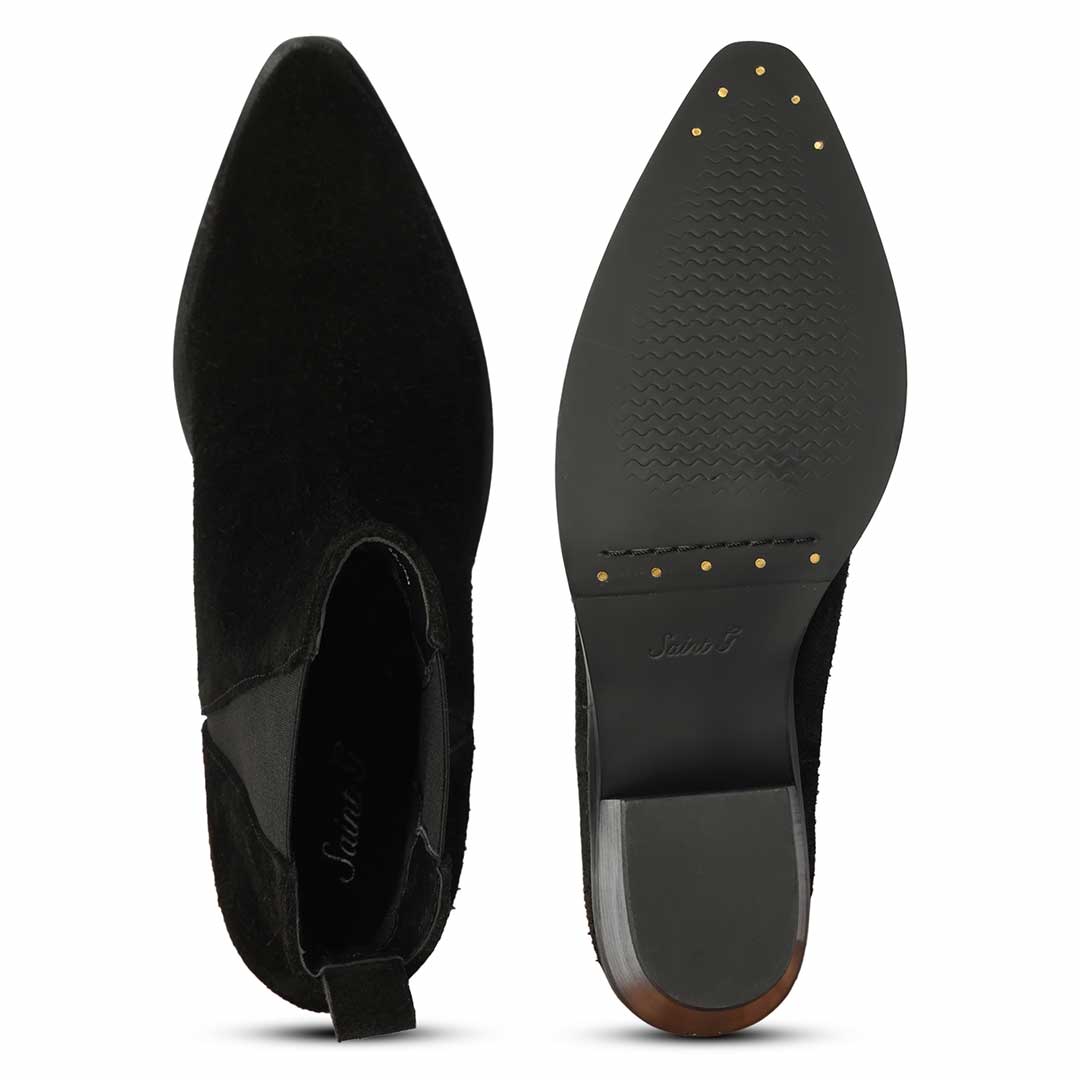 Saint Accorda Black Suede Leather Ankle Boots