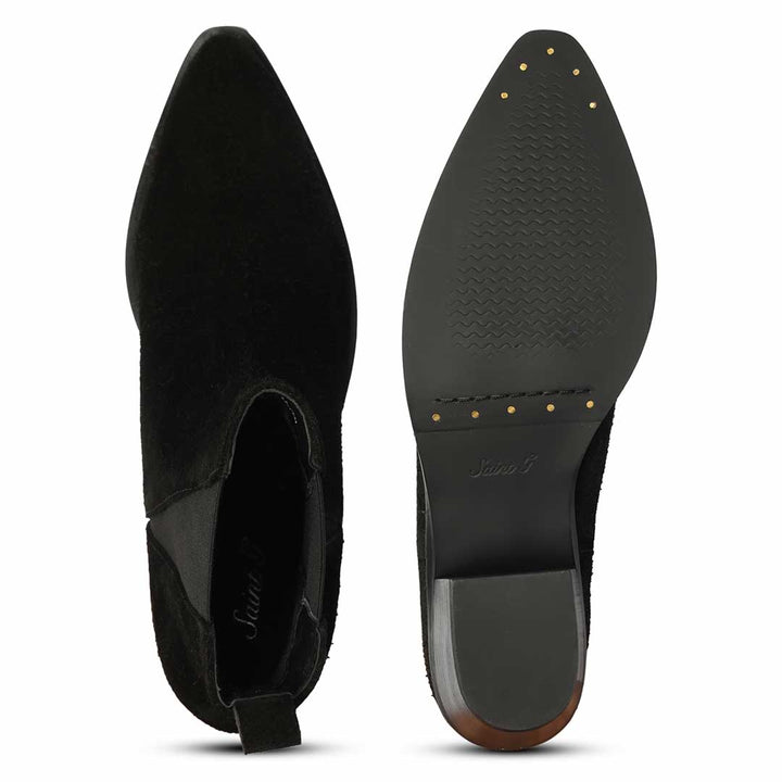 Saint Accorda Black Suede Leather Ankle Boots