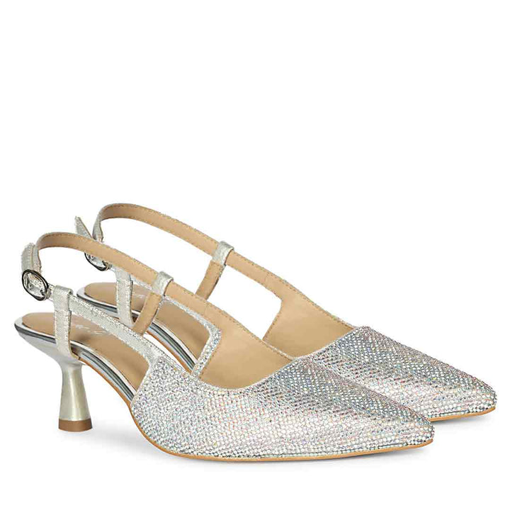 Saint Trinity Crystal Glimmer Silver Leather Pumps
