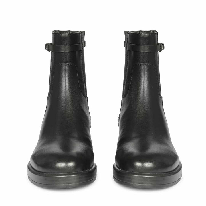 Saint Daisy Black Crust Leather High Ankle Boots