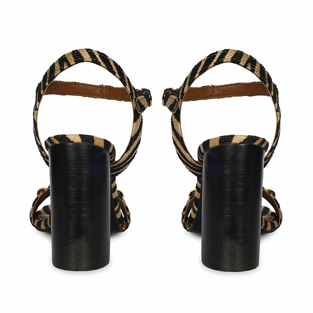 Saint Avery Beige Leopard Raffia High Block Heels