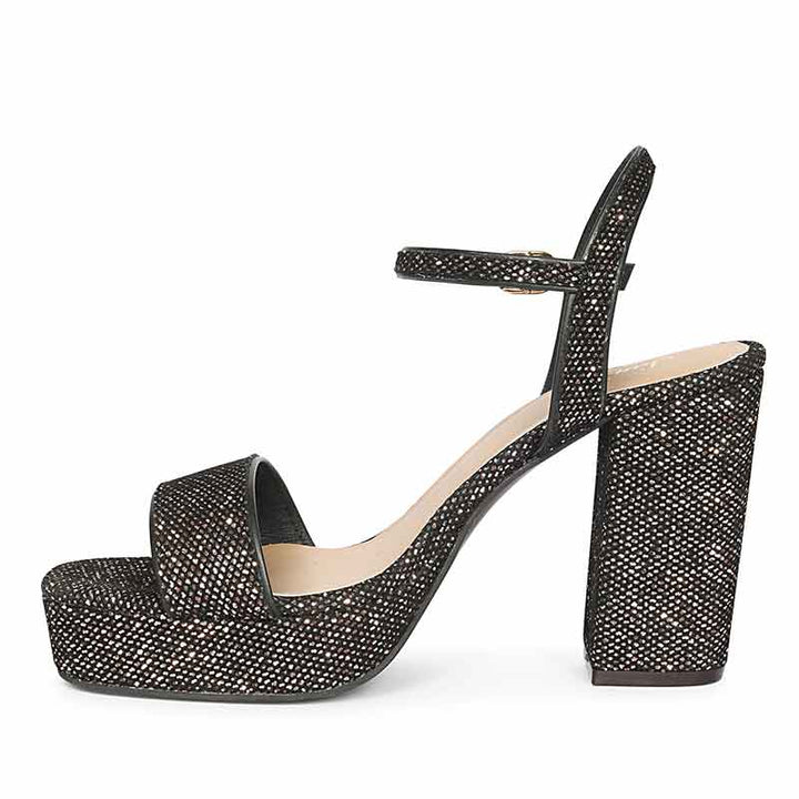 Saint Merrily Pewter Glitter Block Heels