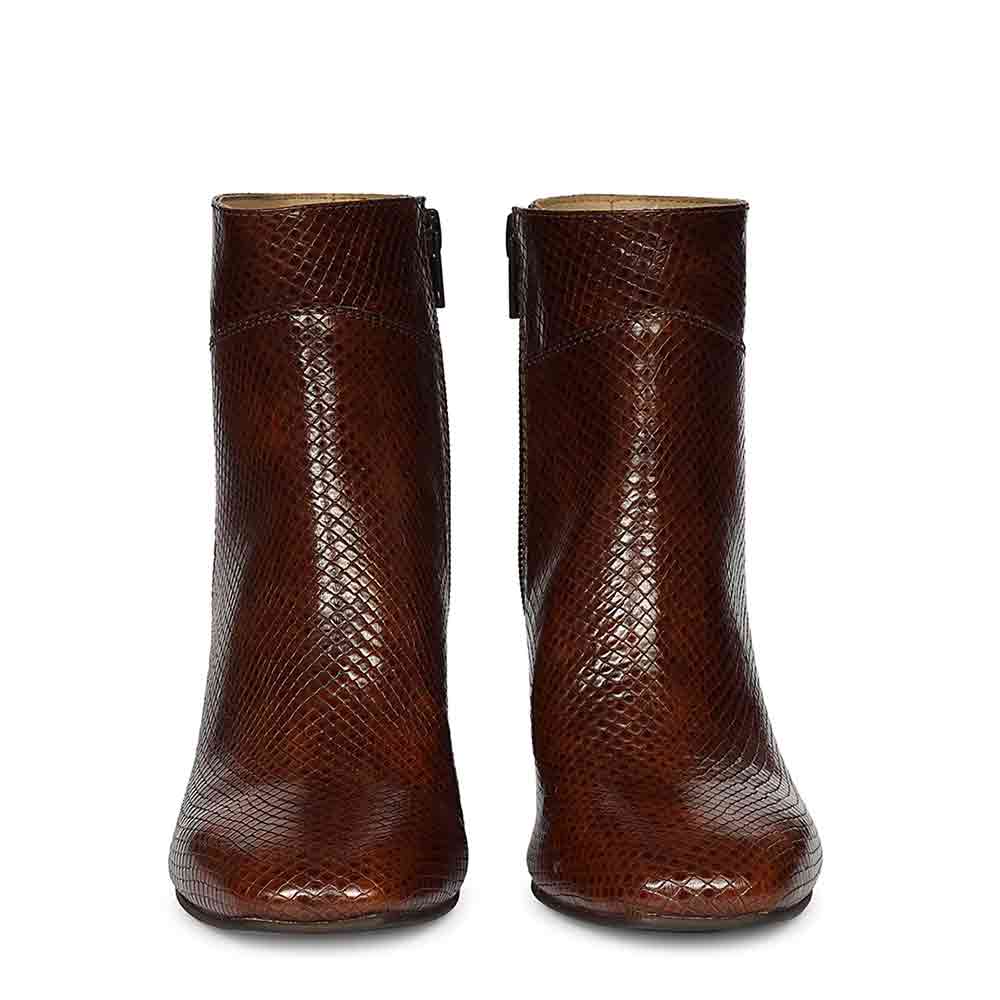 Saint Amara Chestnut Snake Embossed Leather Ankle Boots