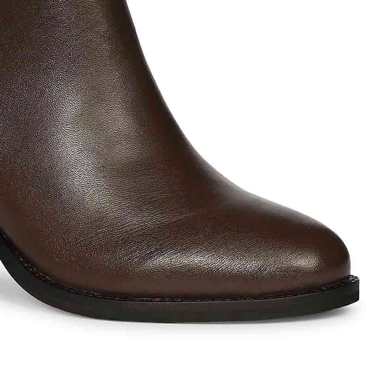 Saint Kendra Brown Leather Gold Croc-Embossed Ankle Boots