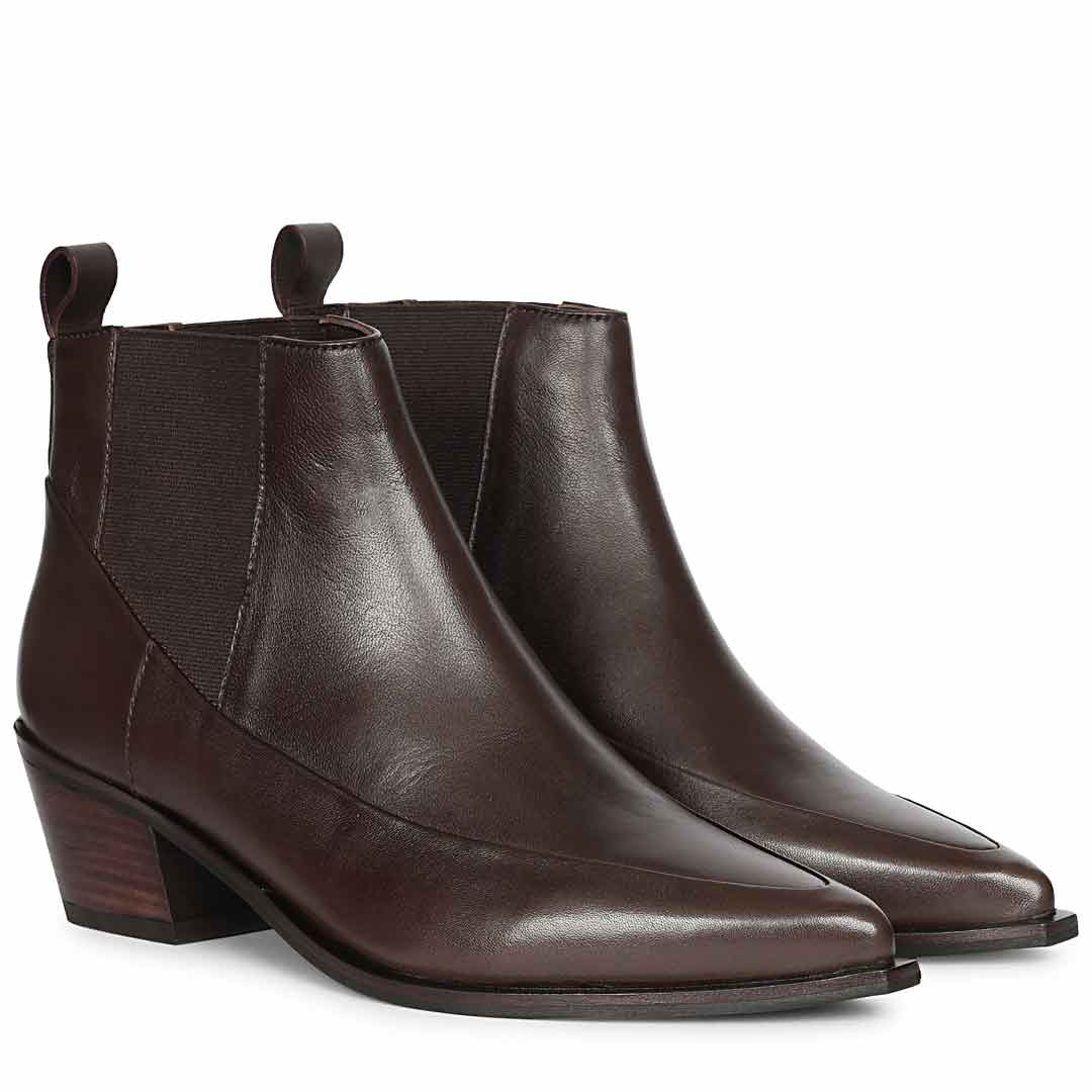 Saint Meline Brown Napa Leather Ankle Boots