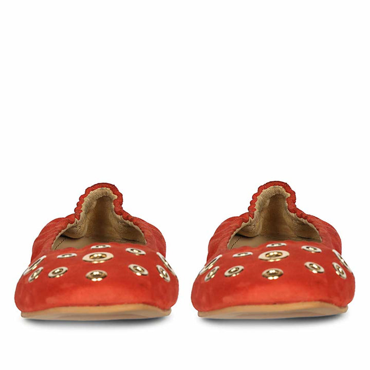 Saint Tesslyn Red Suede Eyelet Embellished Ballerinas