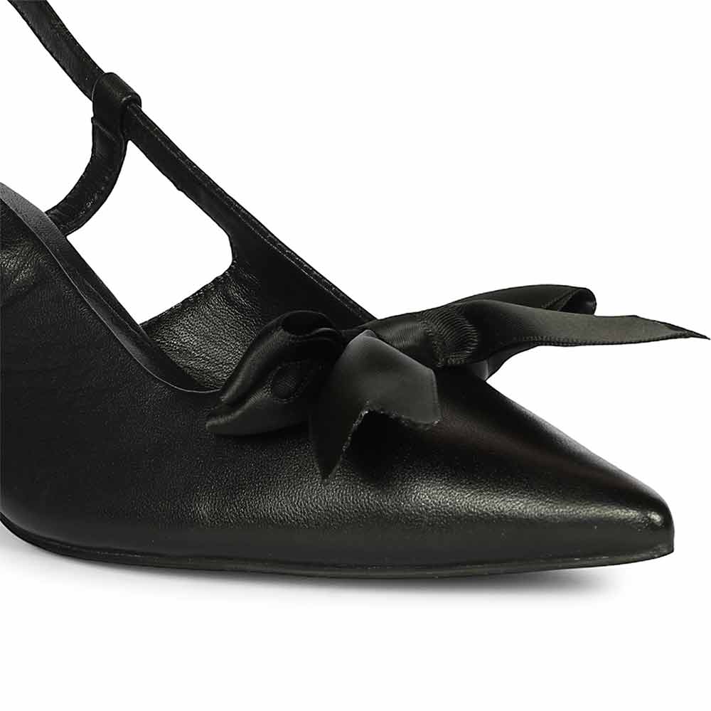 Saint Toria Black Bow Embellished Leather Pumps