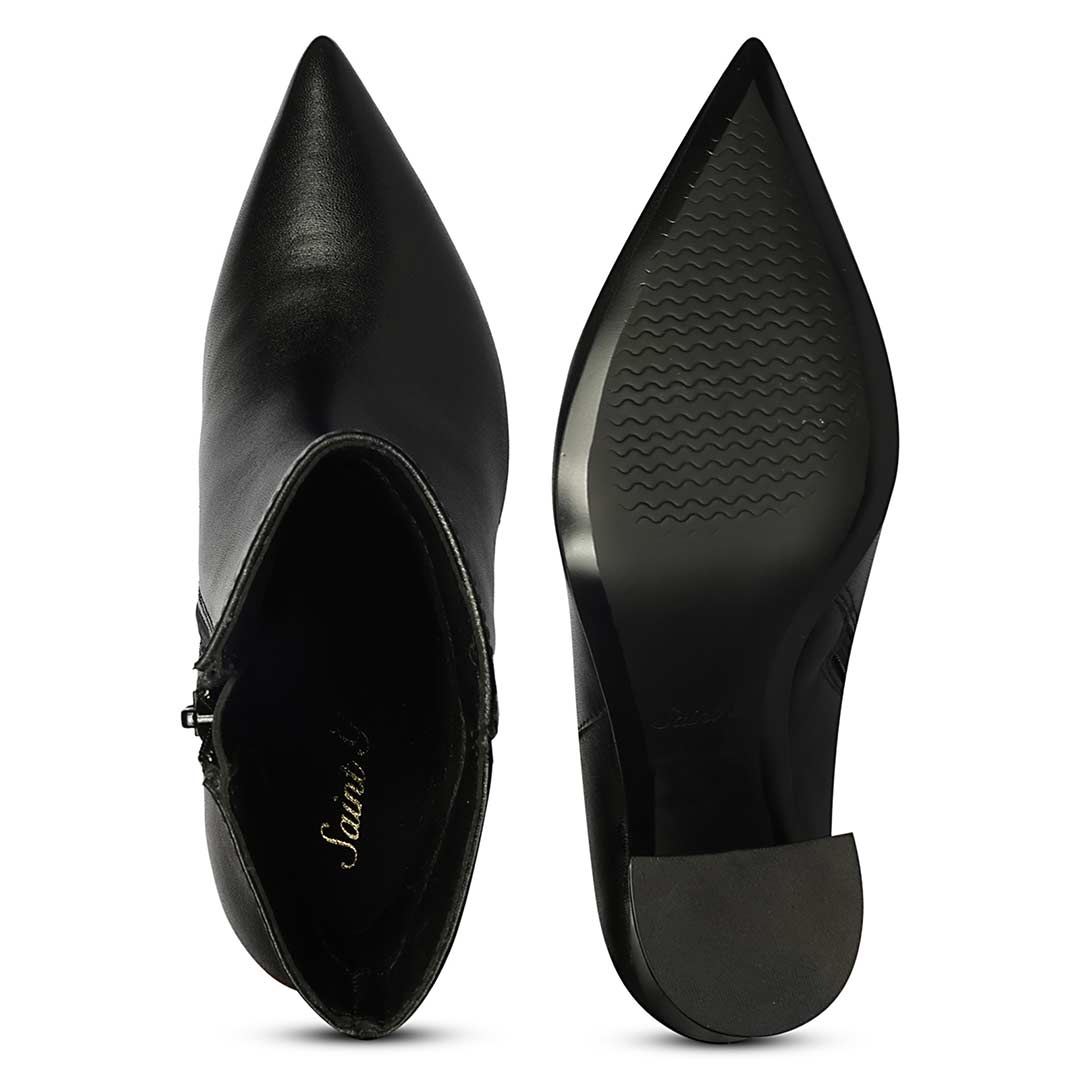 Saint Lana Golden Ring Black Leather High Ankle