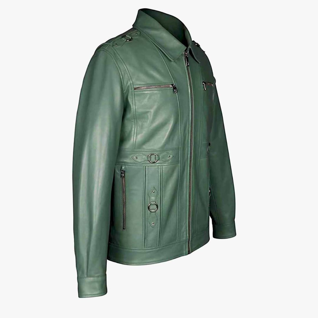 Saint Benjo Turquoise Leather Men's Jacket