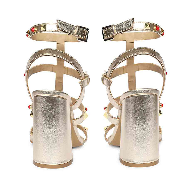 Saint Lorien Platin Leather Studded Block Heels