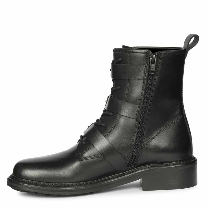 Saint Juliette Black Leather High Ankle Boots