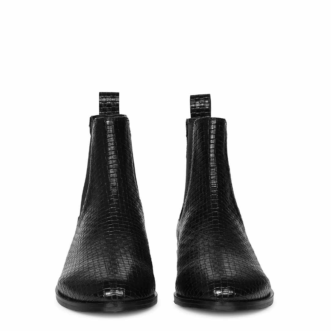 Saint Amara Woven Embossed Chelsea Leather Boots
