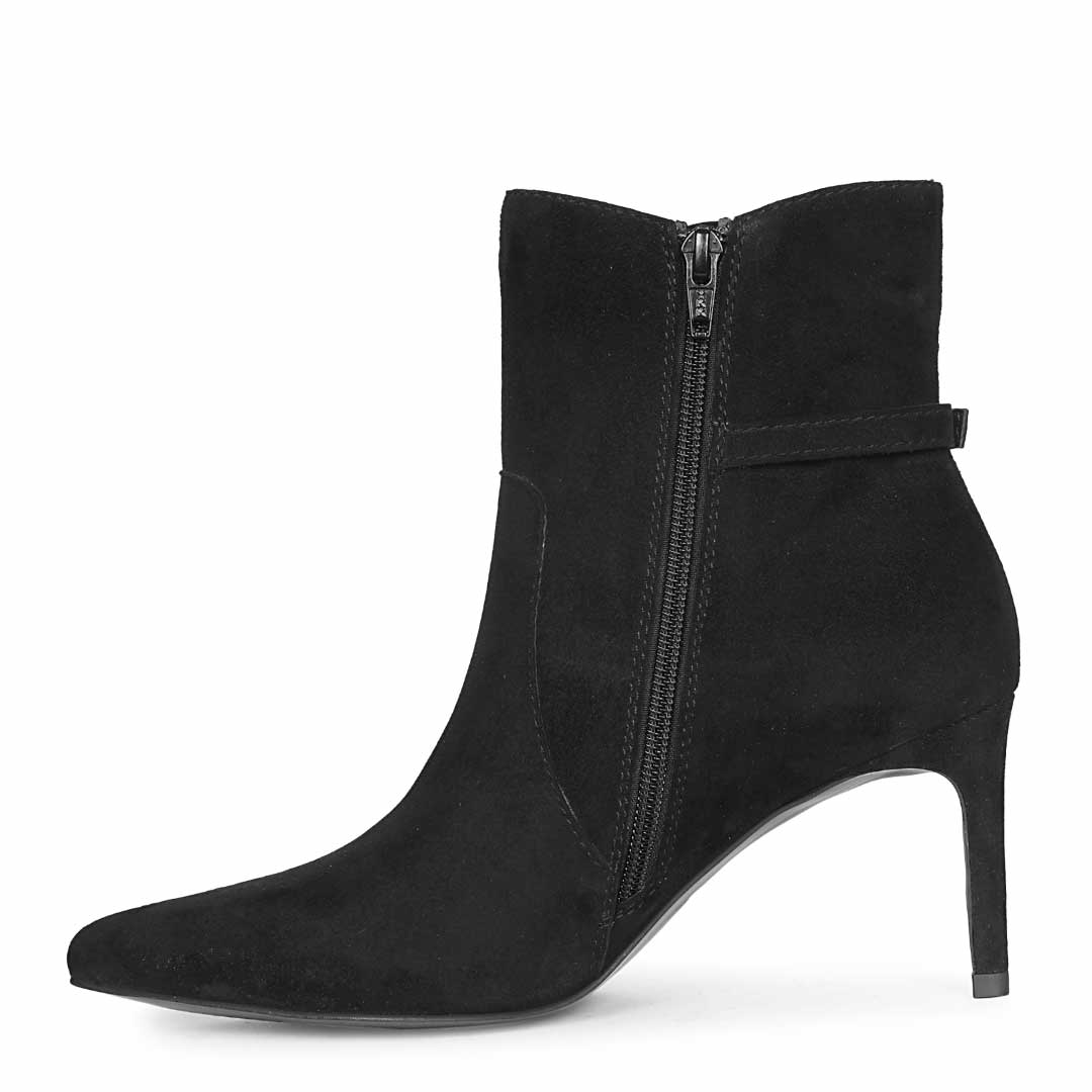 Saint Malia Gold Buckle Black Suede Leather Boots