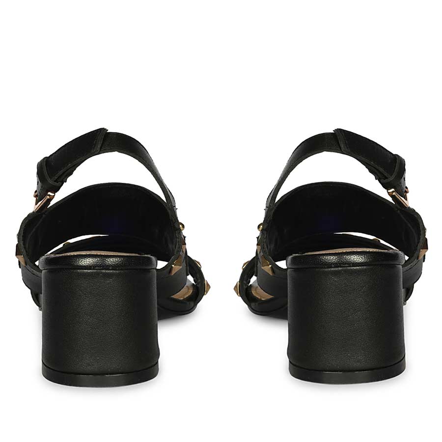 Saint Mabel Embellished Black Leather Heels