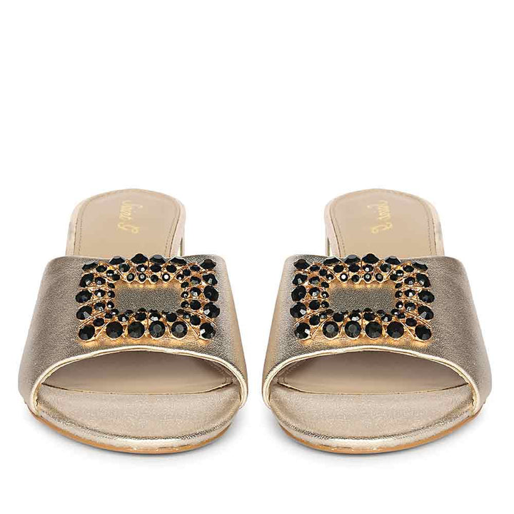 Saint Aurora Gold Metallic Jeweled Heels