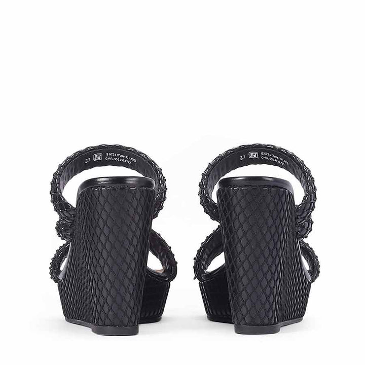 Saint Roxie Strass Cord Black Wedges