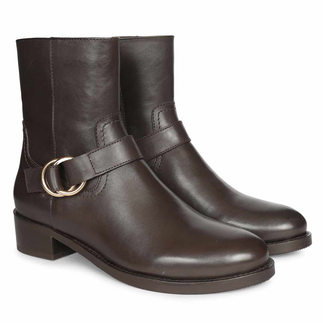 Saint Marina Brown Leather High Ankle Boots