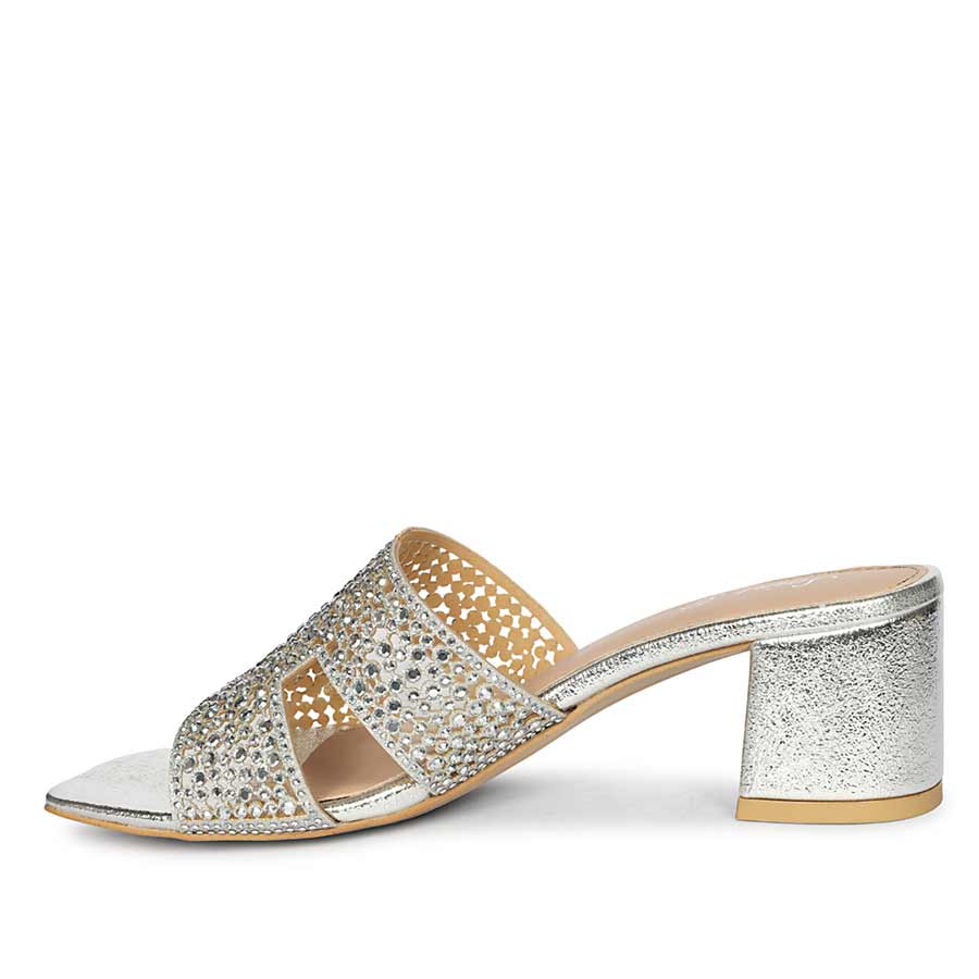 Saint Silver Leather Block Heels