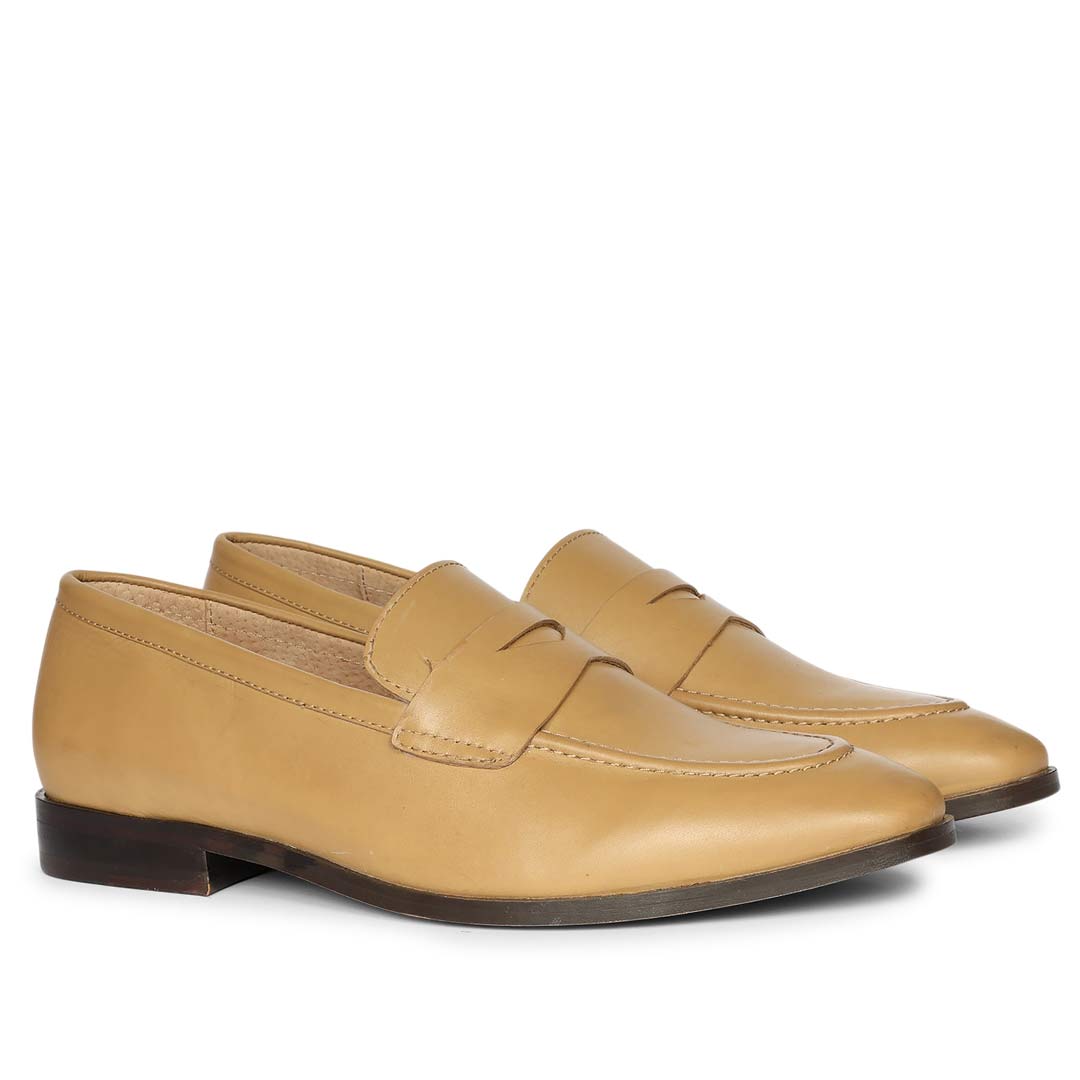 Saint Ansprand  Nude Croc-Embossed Leather Loafers