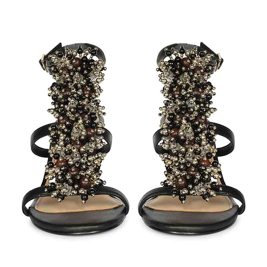 Saint Vesper Embellished Black Leather Stilettos