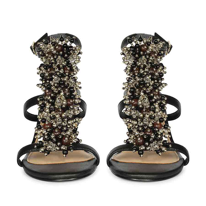 Saint Vesper Embellished Black Leather Stilettos