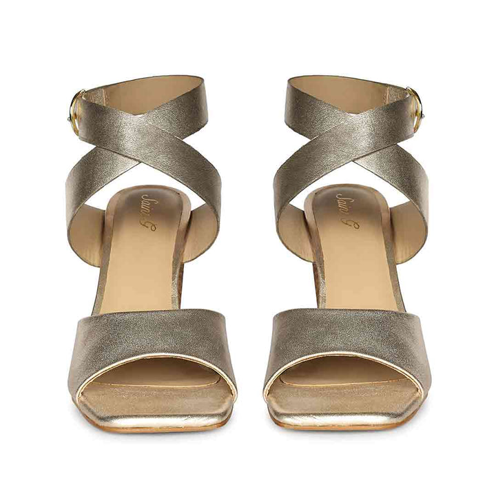 Saint Maelle Metallic Gold Leather Heels