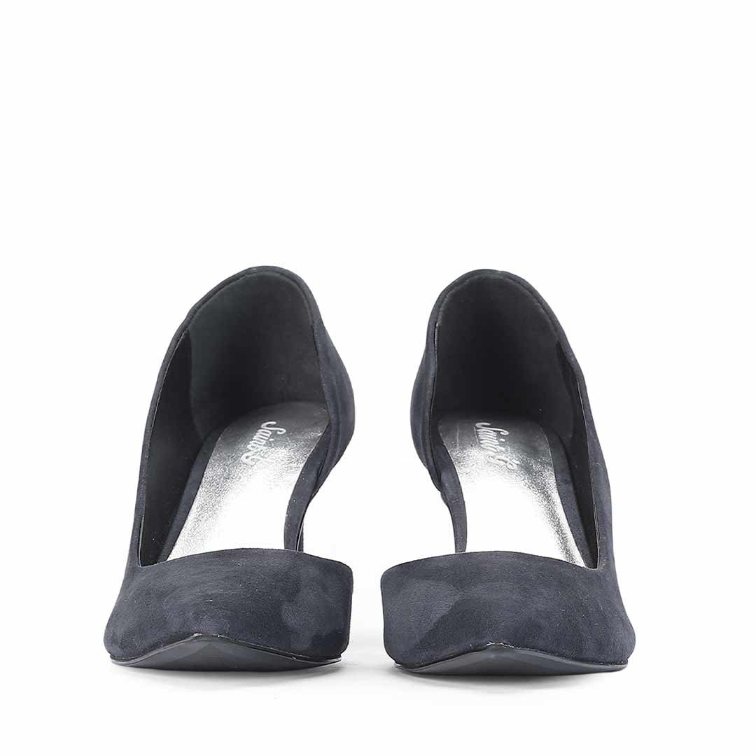 Saint Layla D’Orsay Cut Navy Suede Leather Pumps