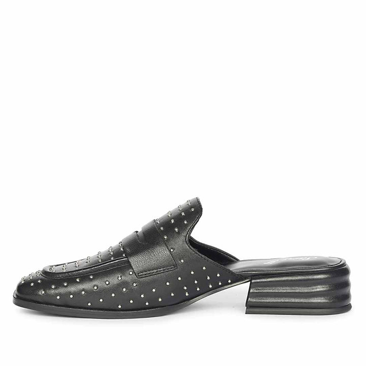 Saint Savannah Studded Black Leather Moccasins