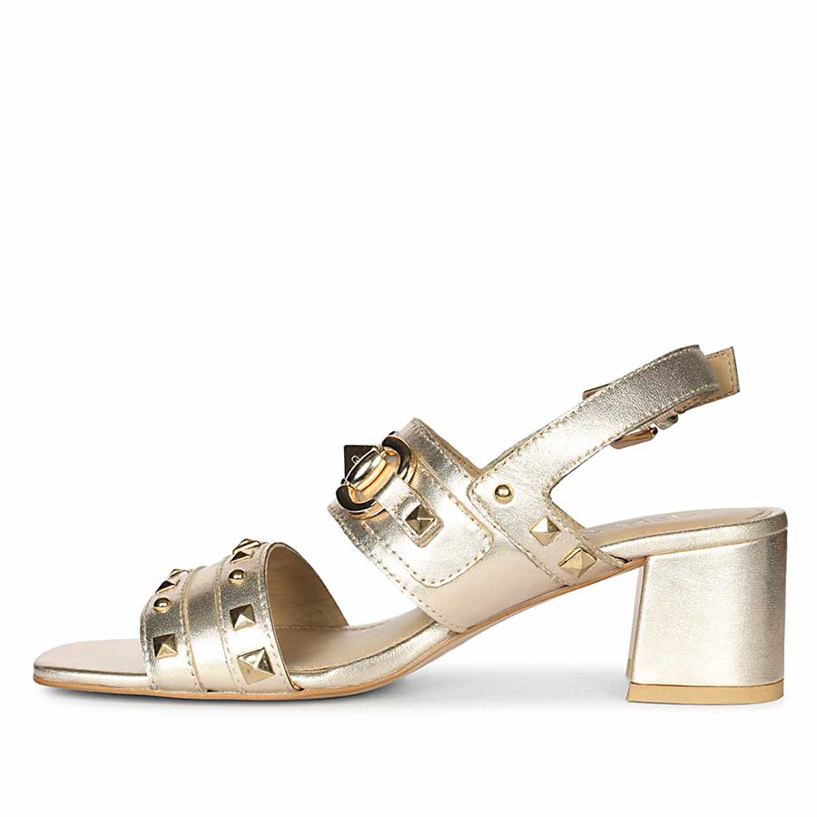 Saint Mabel Embellished Metallic Gold Leather Heels
