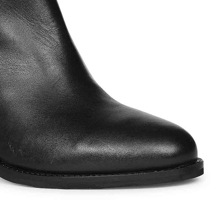 Saint Kendra Black Croc-Embossed Leather Ankle Boots