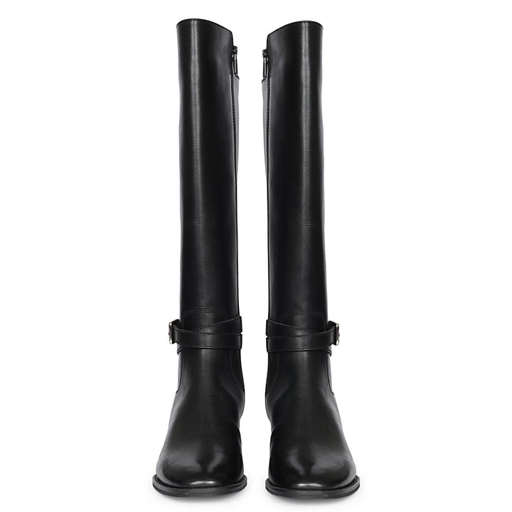 Saint Black Leather Lace Up Long Boots