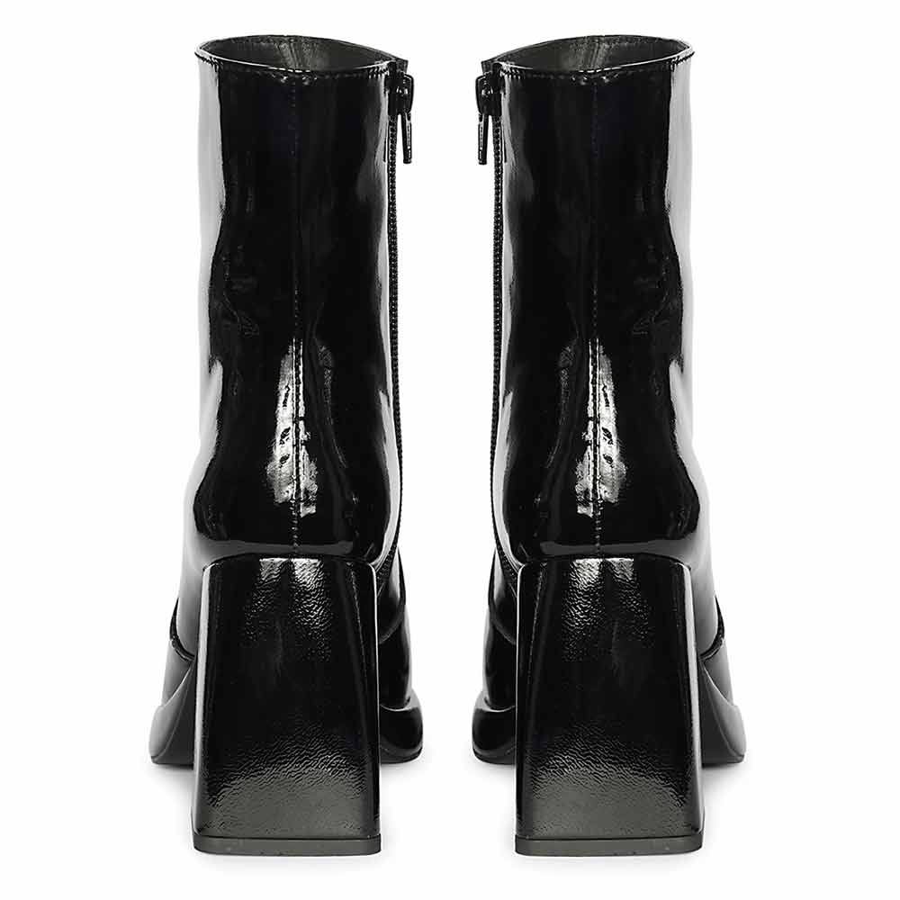 Saint Cordelia Black Crinkle Patent High Ankle Boots