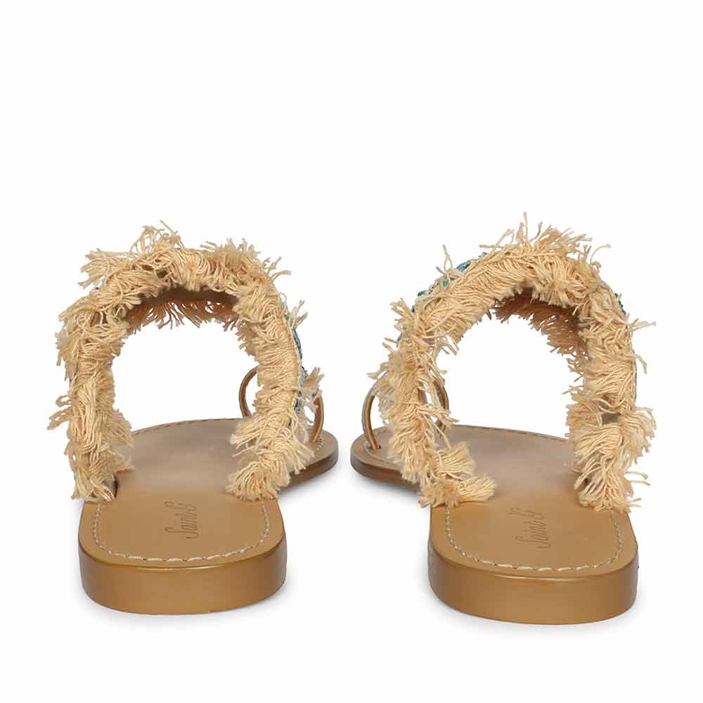 Saint Zuzu Turquoise Embroidered Leather Flats