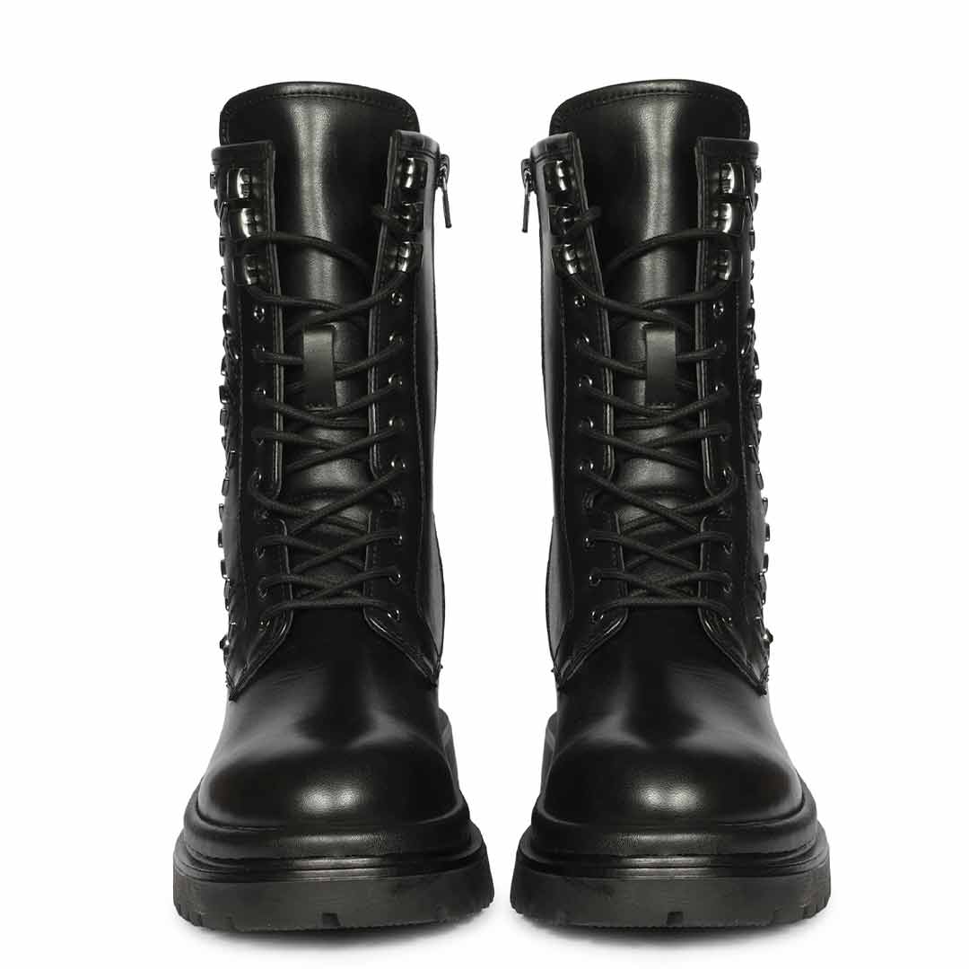 Saint Black Leather High Ankle Boots
