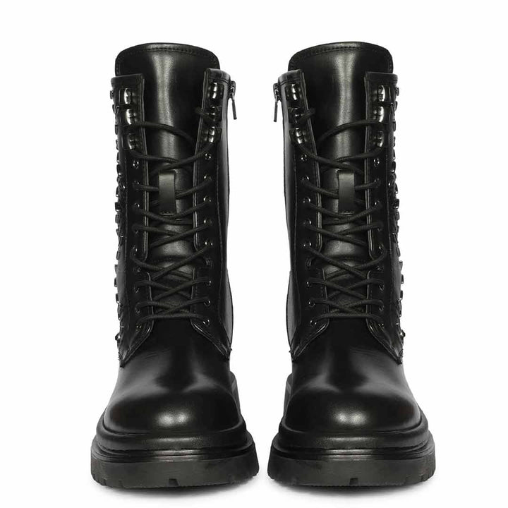 Saint Black Leather High Ankle Boots