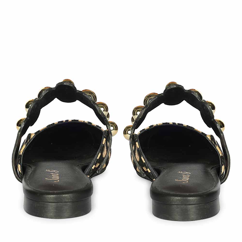 Saint Danika Beige Zebra Studded Leather Flats