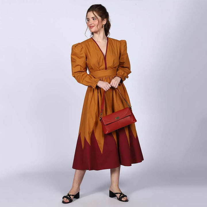 Saint Elodie V-Neck Yellow Cotton Poplin Maxi Dress