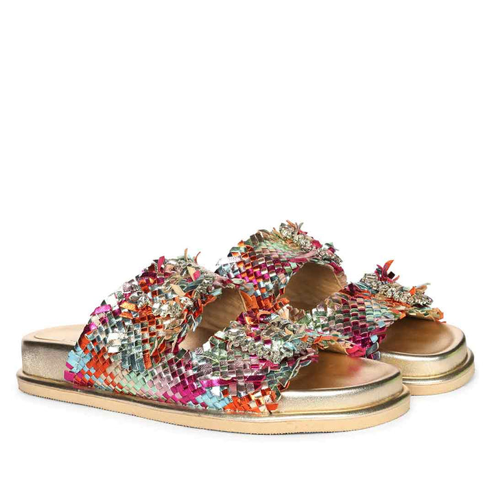 Saint Nuala Diamante Multi Woven Leather Sandals