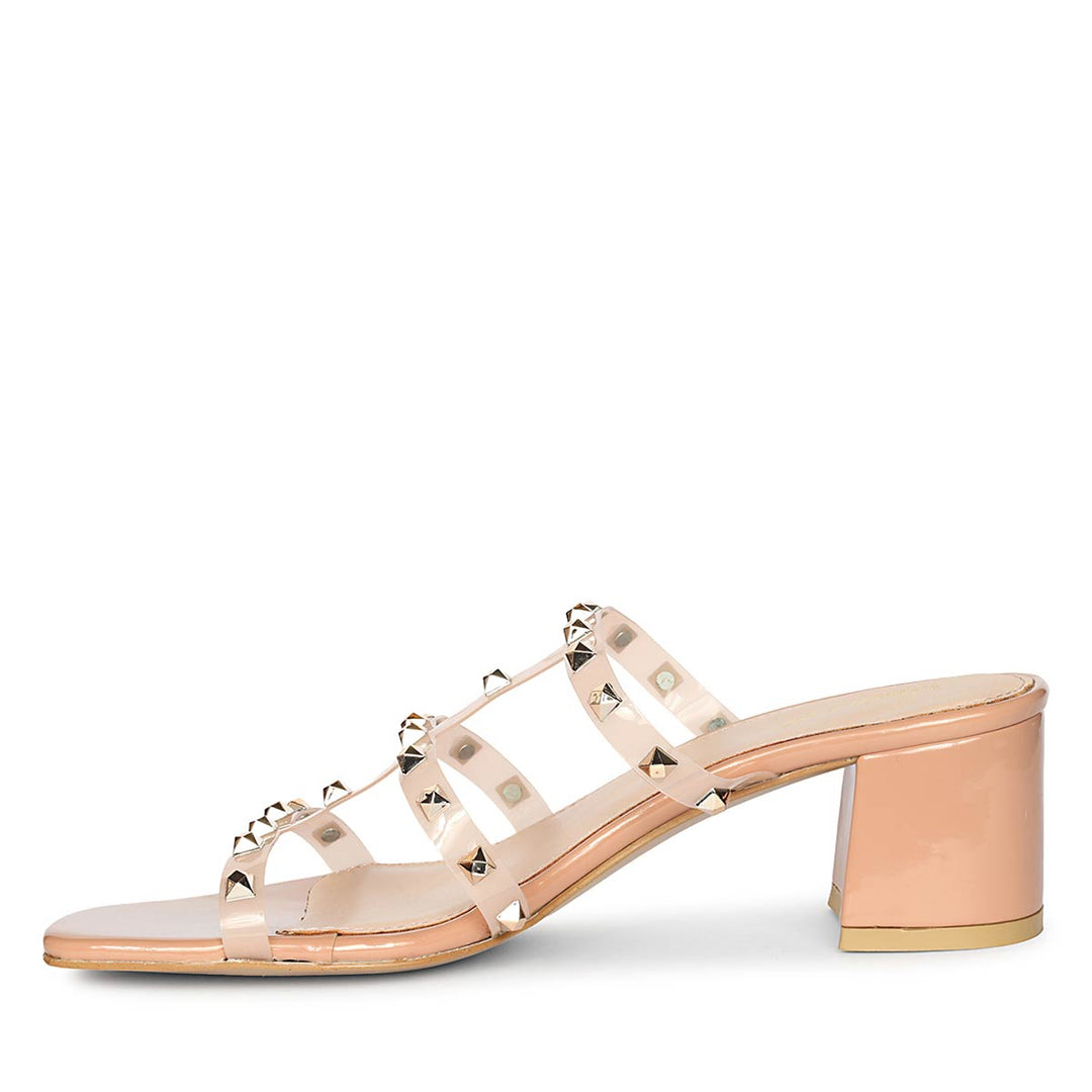 Saint Novara Metal Studded Blush Vegan Leather Heels