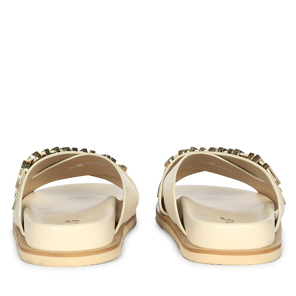 Saint Yorien Off White Leather Footbed Sandals