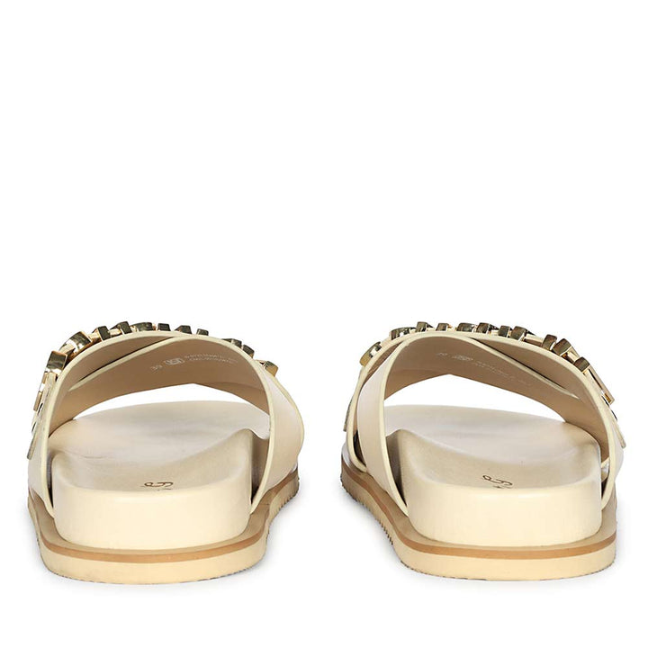 Saint Yorien Off White Leather Footbed Sandals