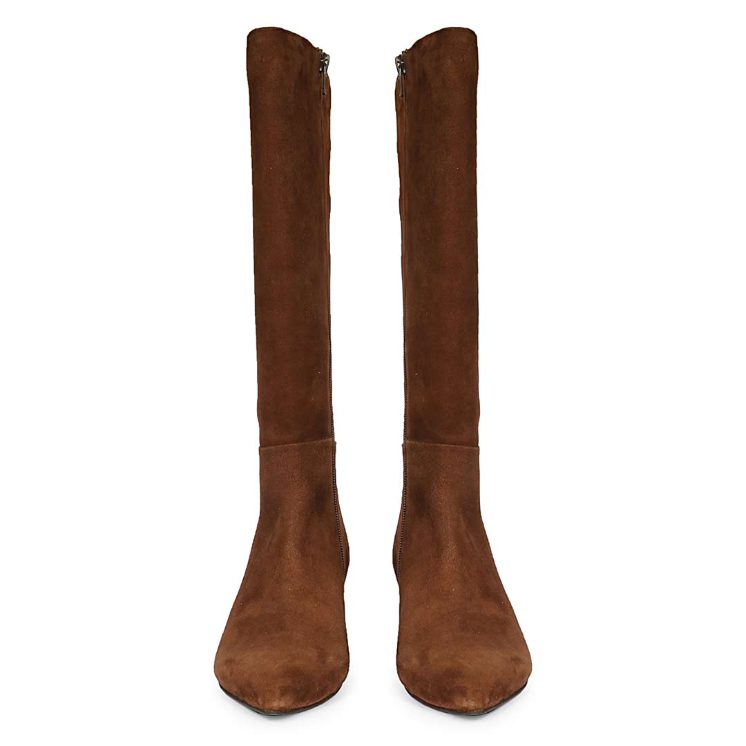 Saint  Chestnut Leather Long Boots